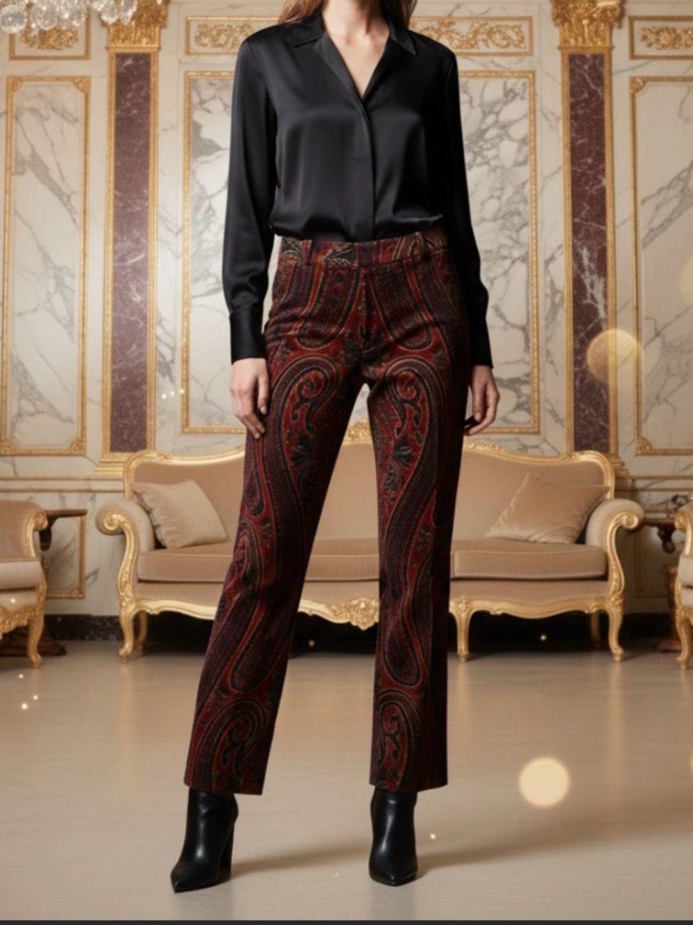 Ralph Lauren Velvet paisley Cropped Pants